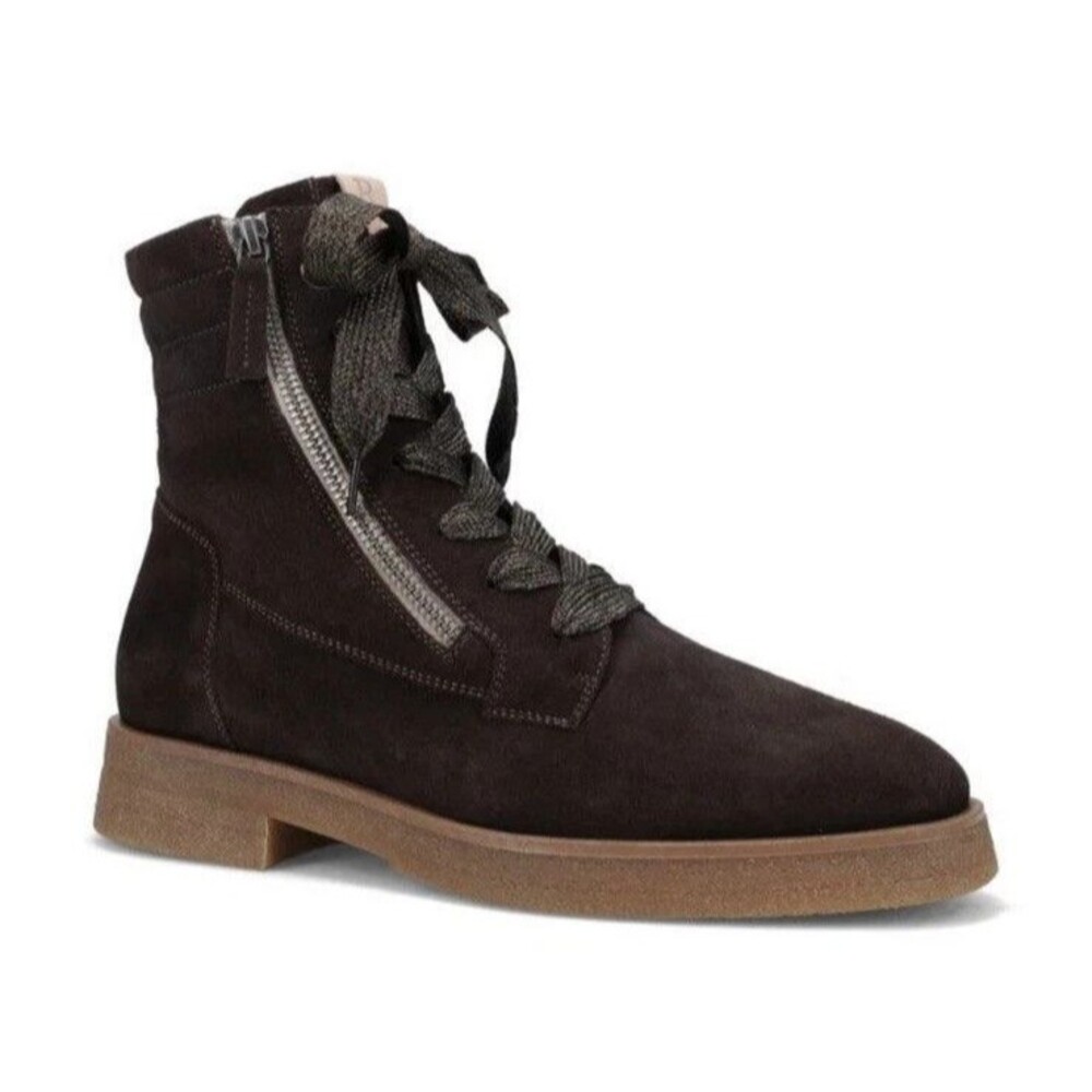 RON WHITE Hayley Chocolate Brown Suede Leather Ankle Boot Women Sz 7.5 / 38